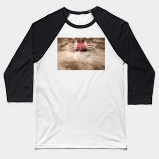 Cat Showing Tongue - Funny Face Baseball T-Shirt